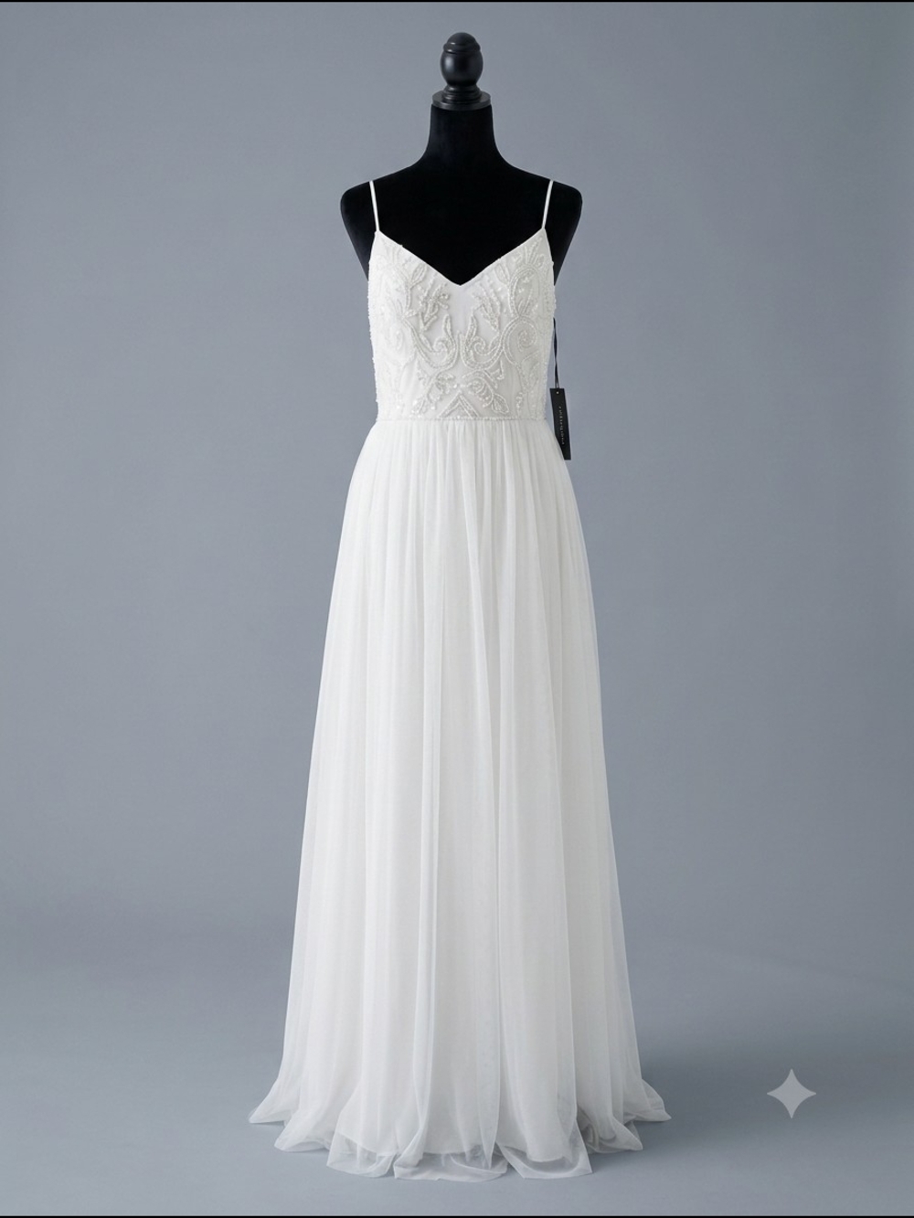 NWT Adrianna Papell Beaded Tulle Gown Ivory Bridal Dress 8 MSRP $329.00